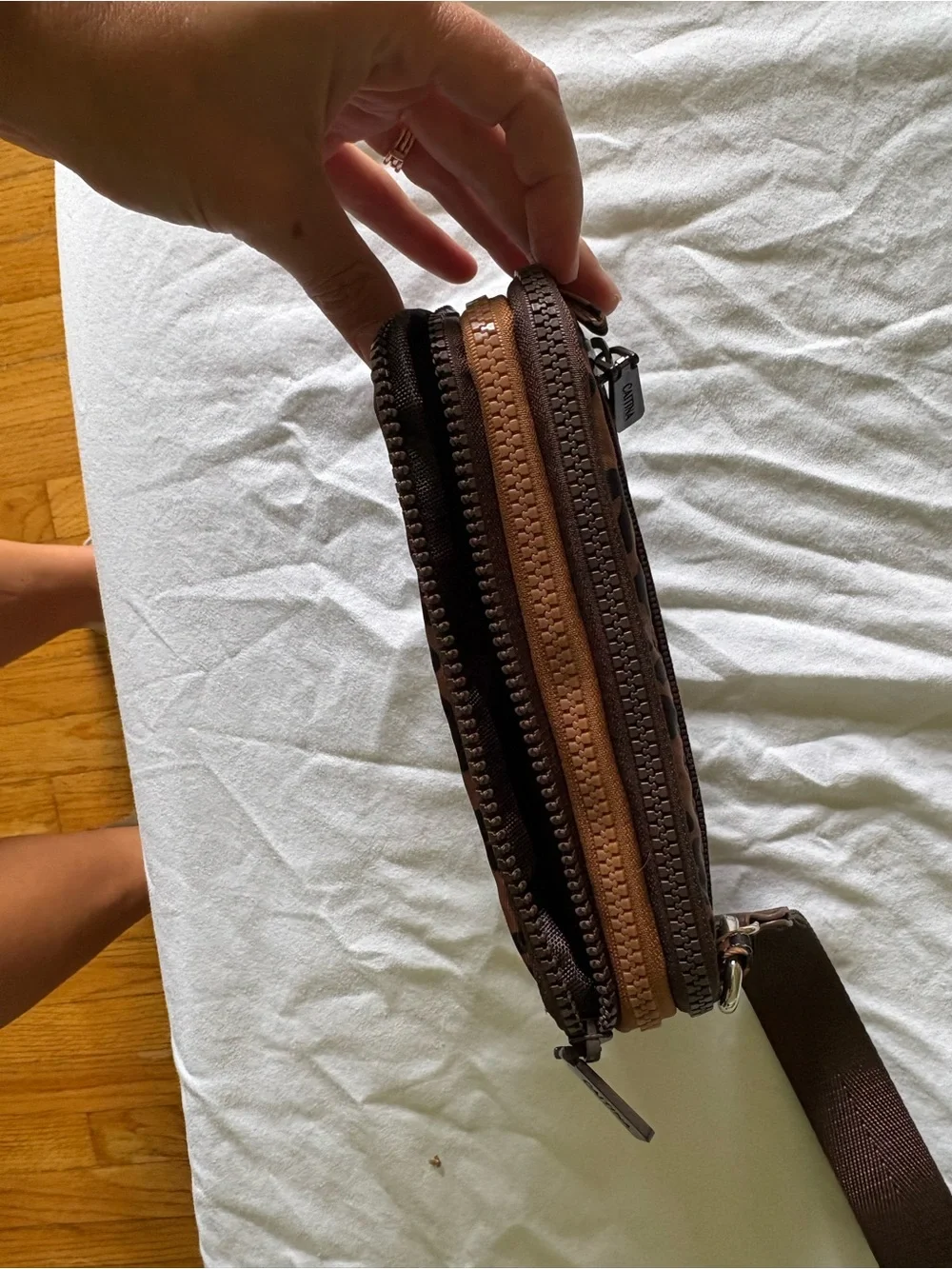 Leopard Print Brown Wristlet Clutch